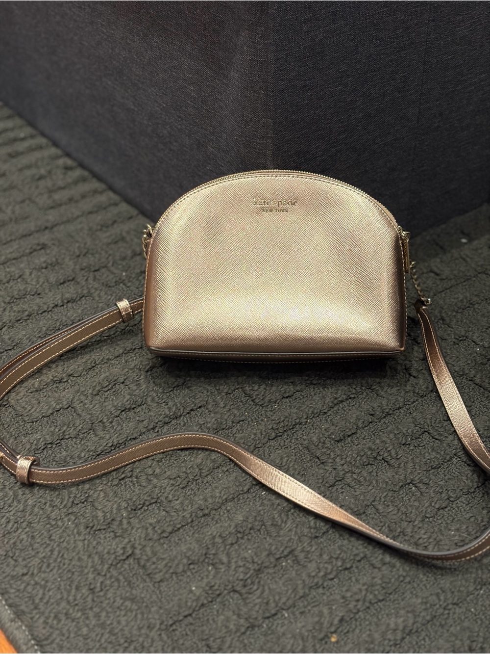Kate Spade metallic rose gold crossbody pouch